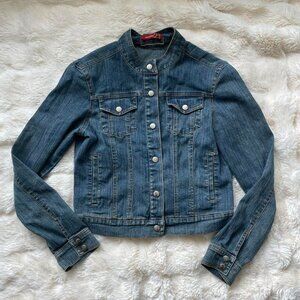 Y2K Medium-Wash Fitted Denim Jacket